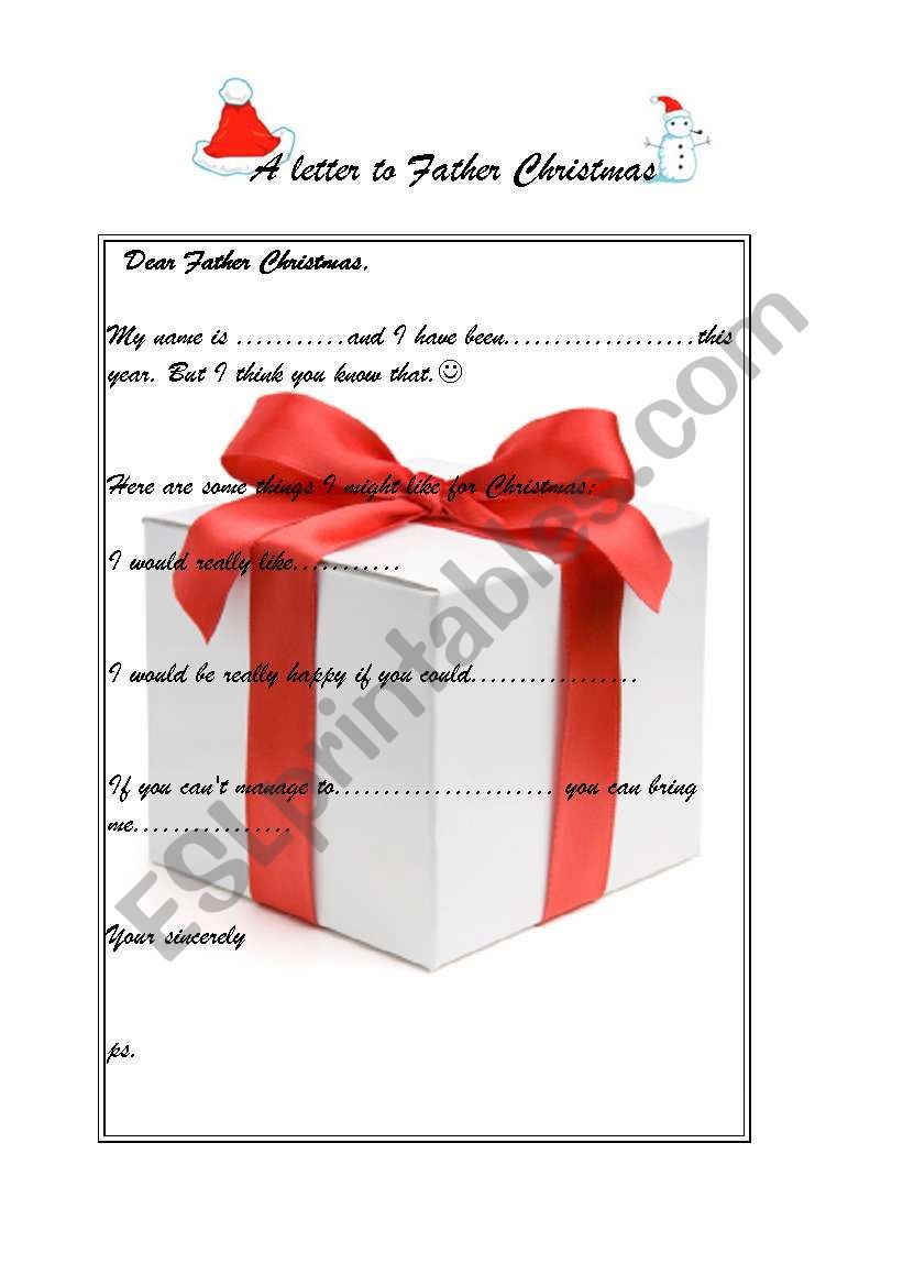 A letter to Father Christmas worksheet