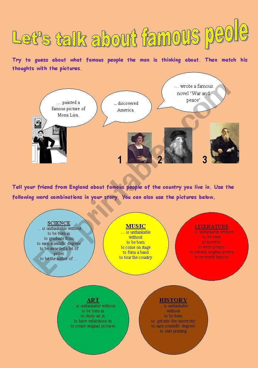 famous people worksheet