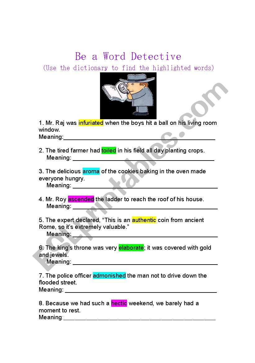 word detective worksheet