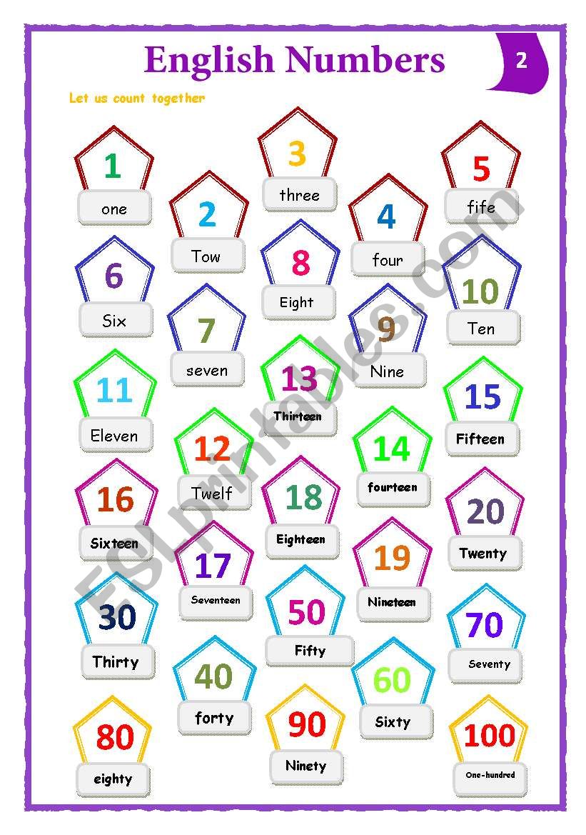 English Numbers Esl Worksheet By Osamana