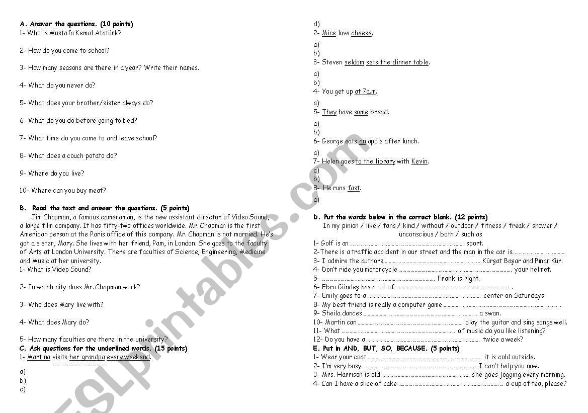 simple present tense worksheet