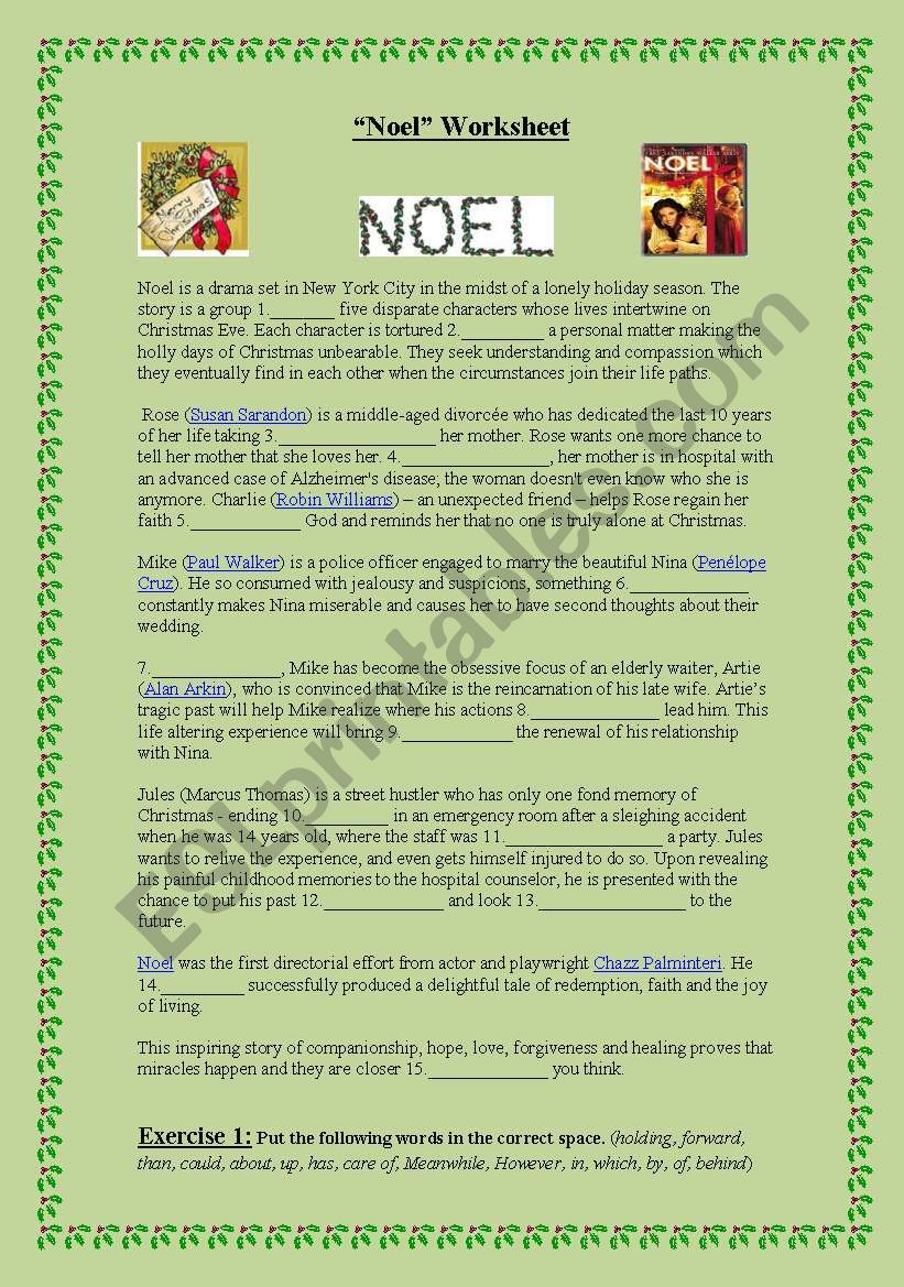 Noel Movie Worksheet worksheet