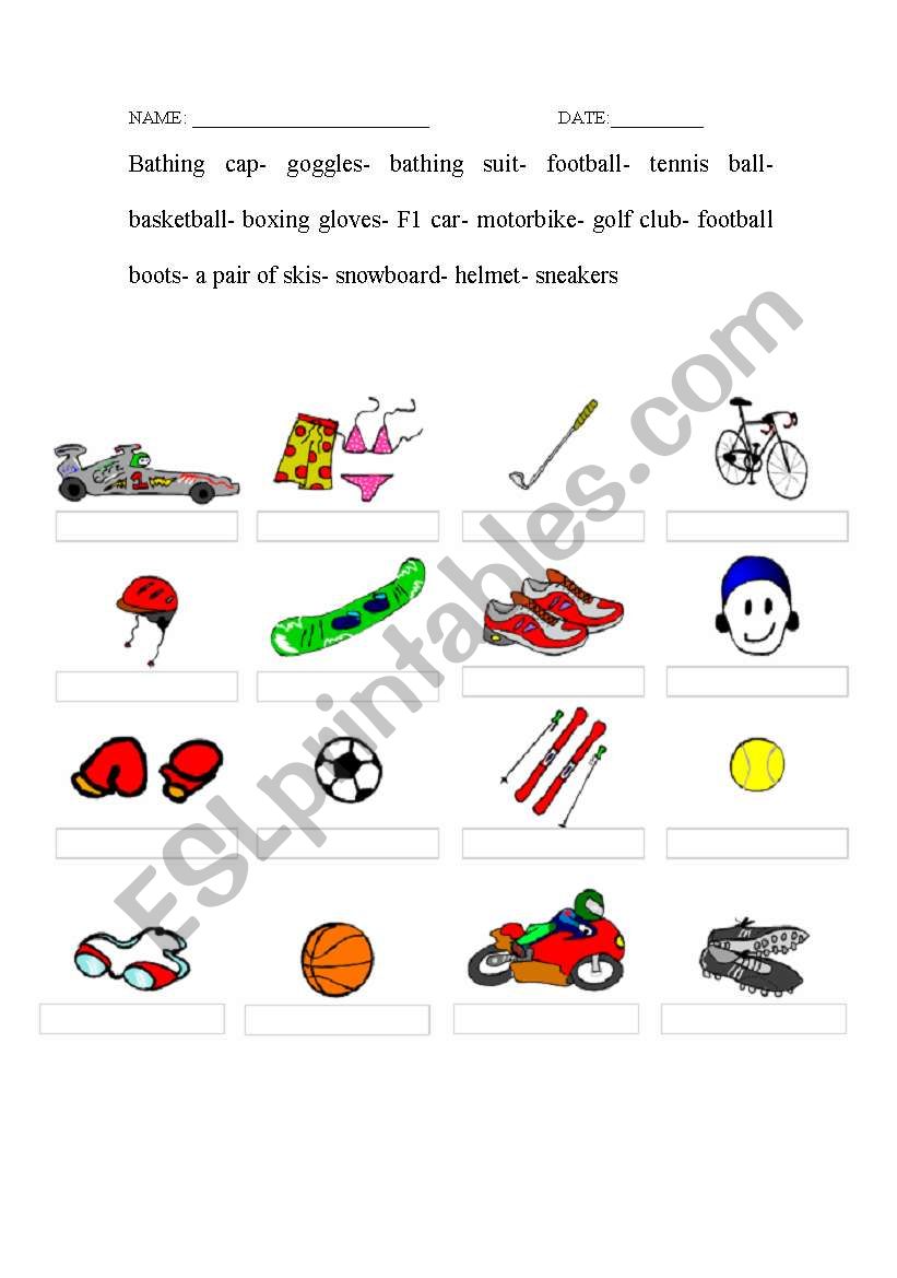 Sports worksheet