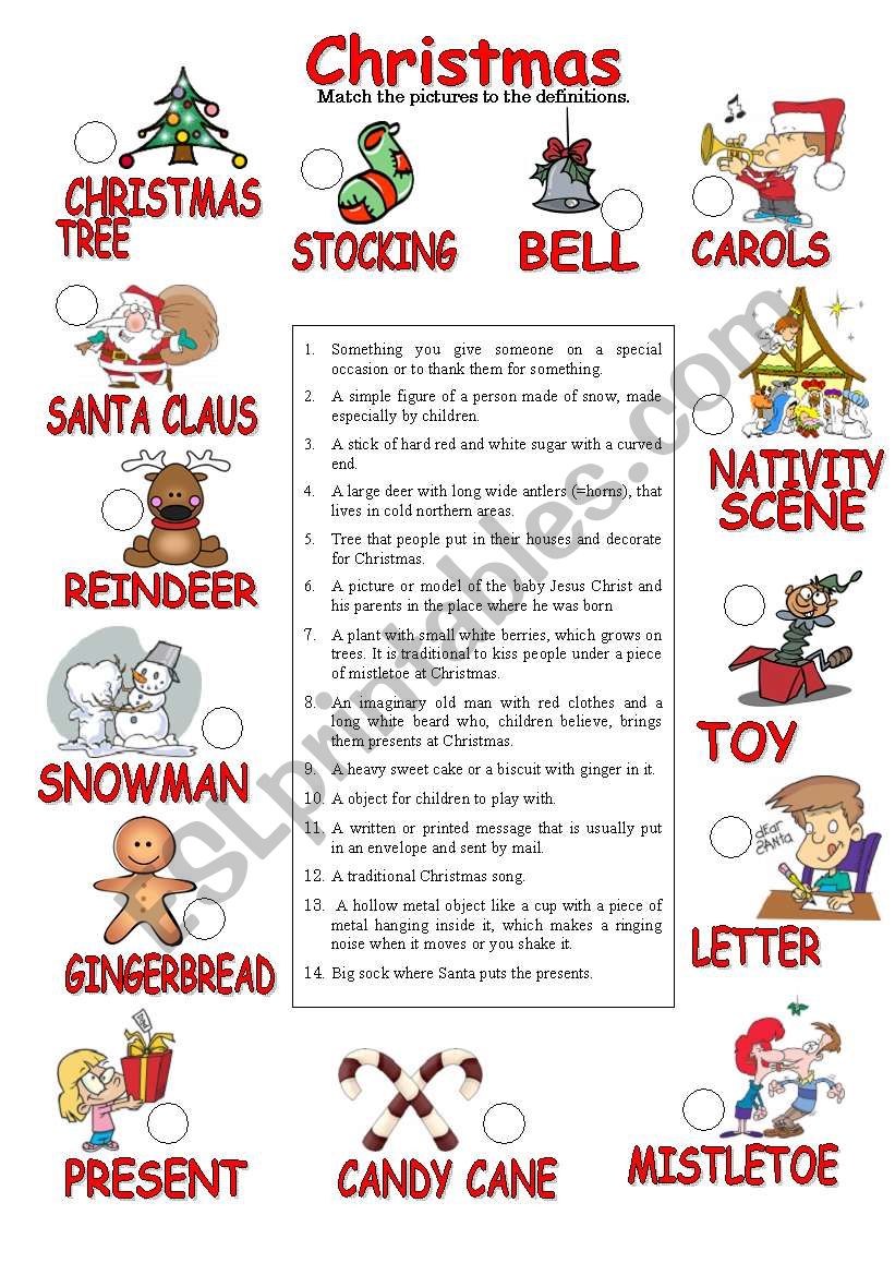 Christmas matching worksheet