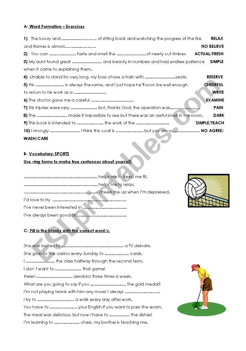 Word formation worksheet