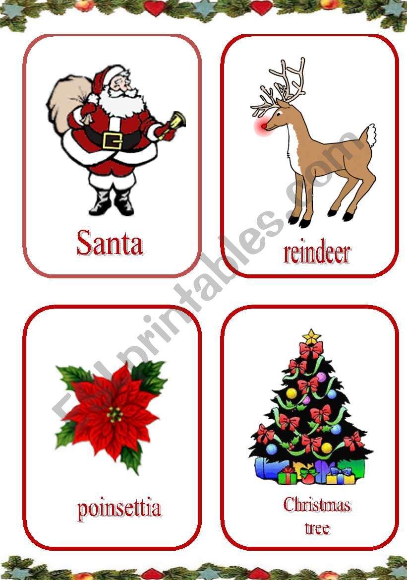 Xmas set 4 -The symbols of Christmas - flashcards + words