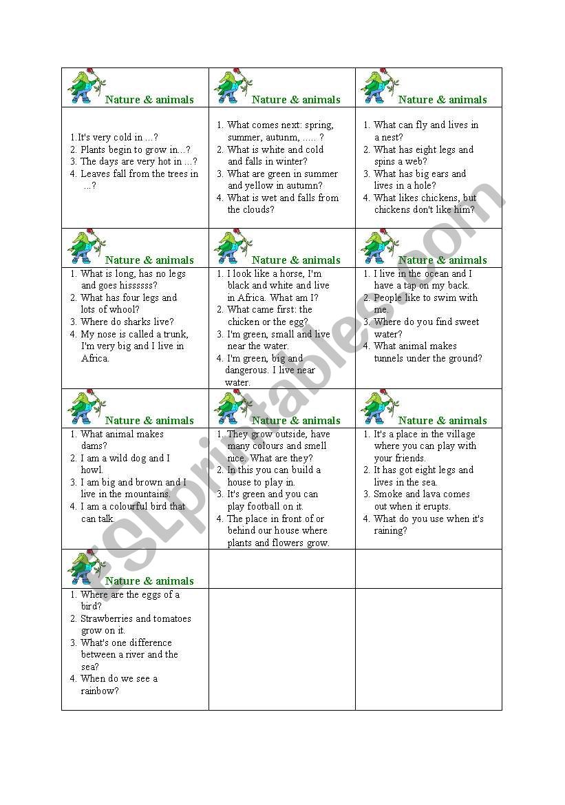 Cards board game 5/5 worksheet