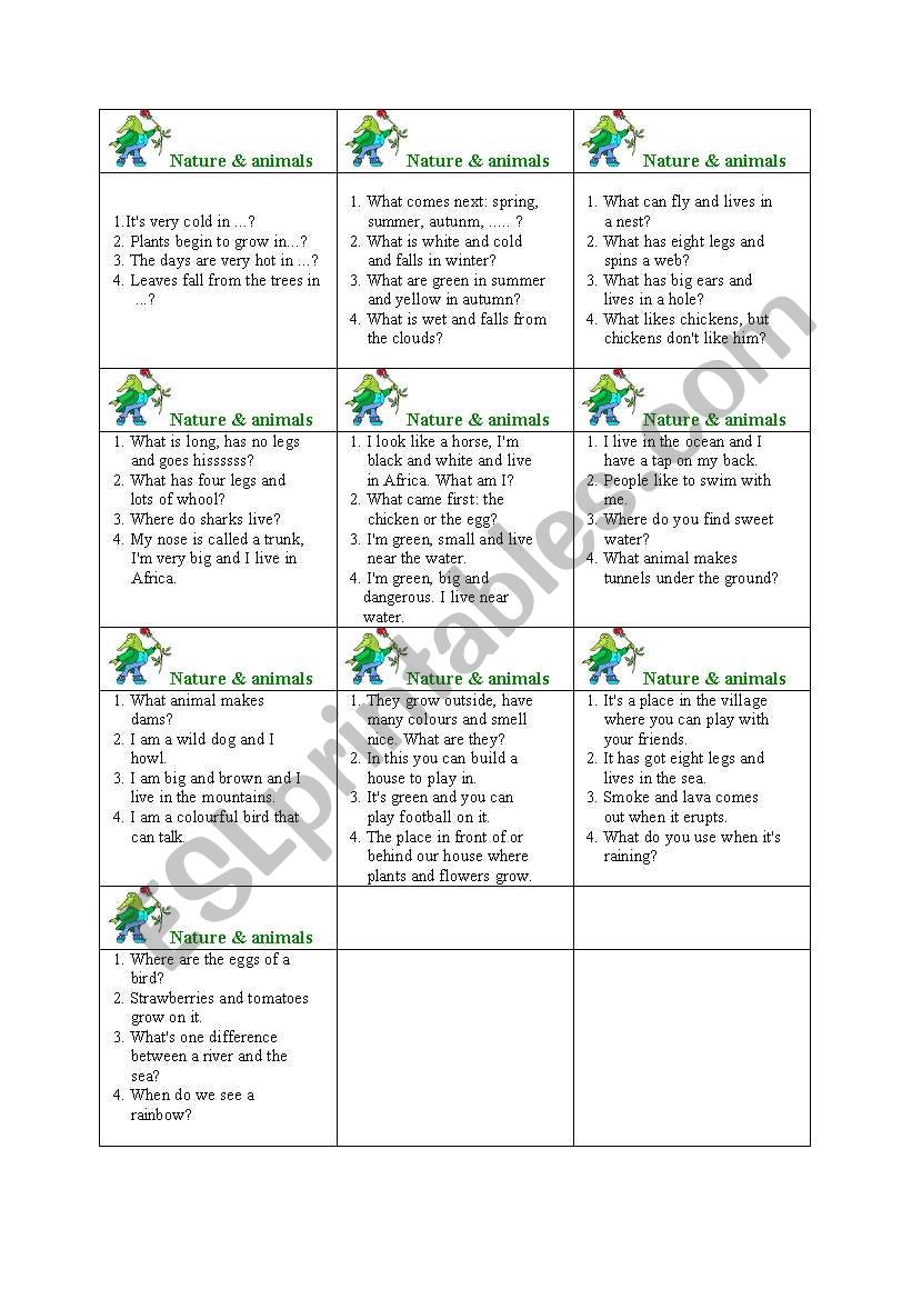 Cards board game 5/5 worksheet