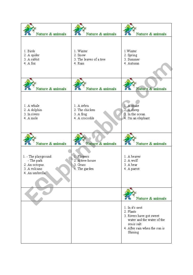 Cards board game 5/5 worksheet