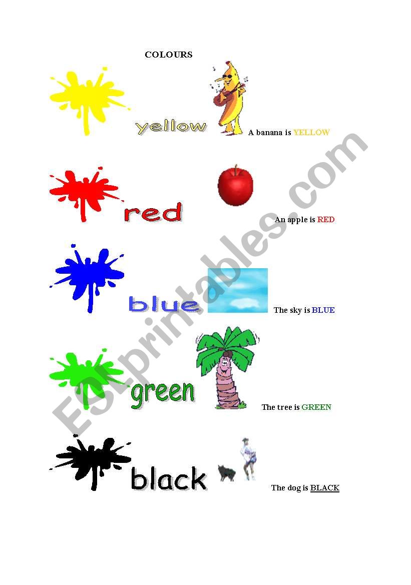 COLOURS worksheet