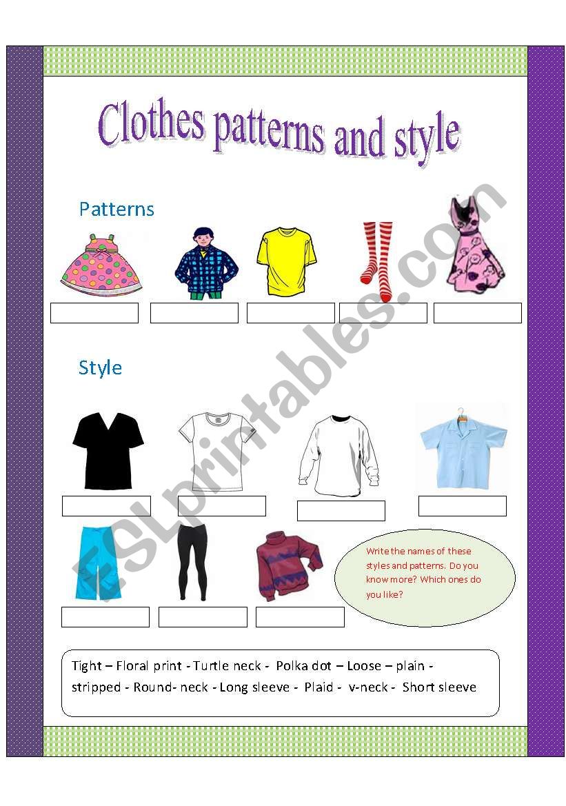 patterns and styles of clothes