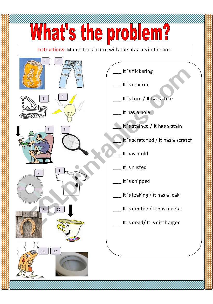 Whats the problem? worksheet