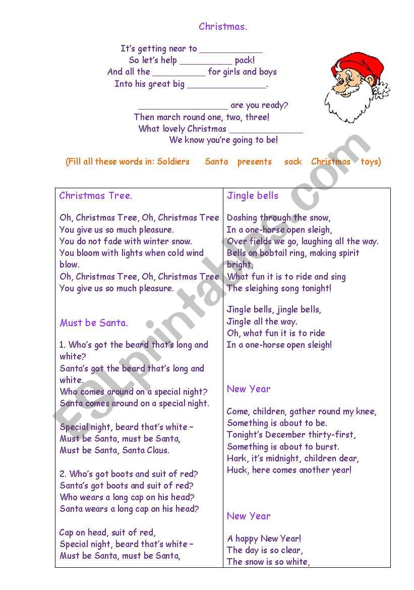 Christmas rhymes worksheet