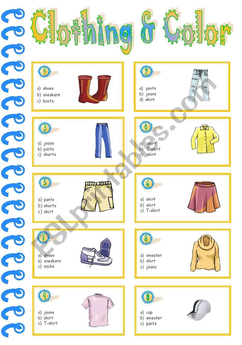Clothing & Color worksheet
