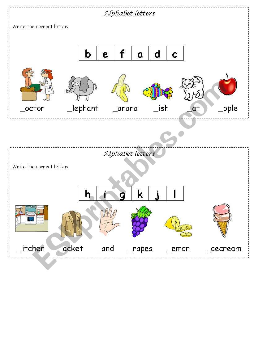 alphabet worksheet