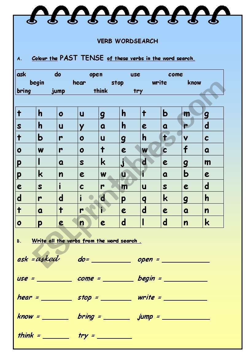 VERB WORDSEARCH worksheet