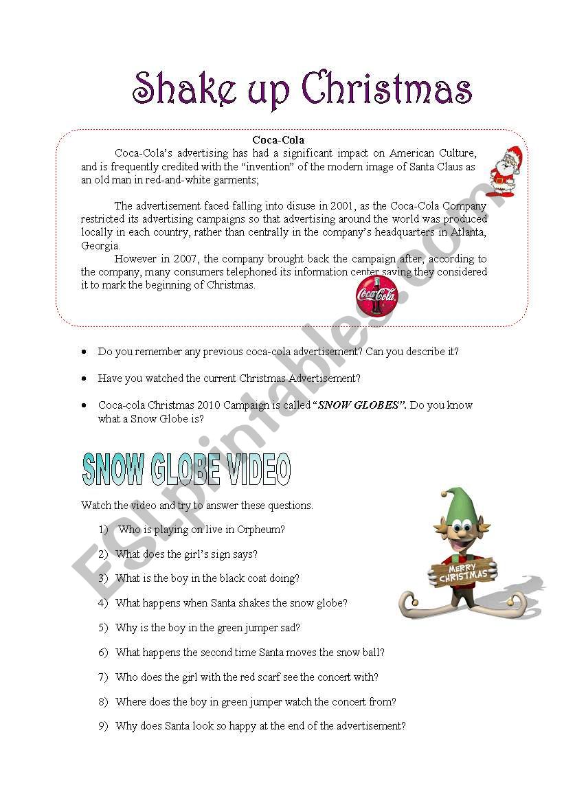 Shake up Christmas worksheet