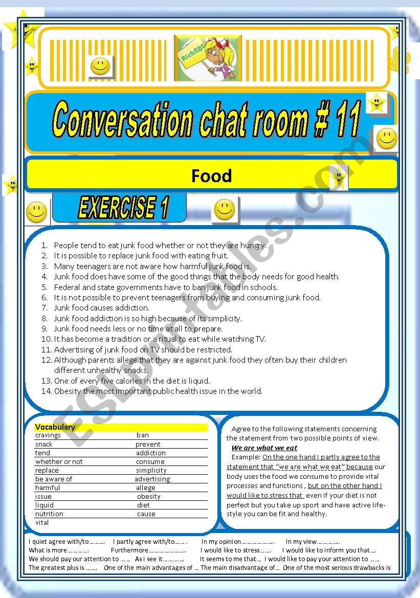 Converstaion Chat room #11 Food (Junk food inter alia)