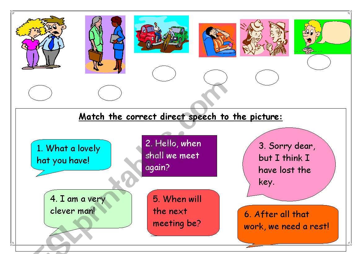 direct speech examples worksheet