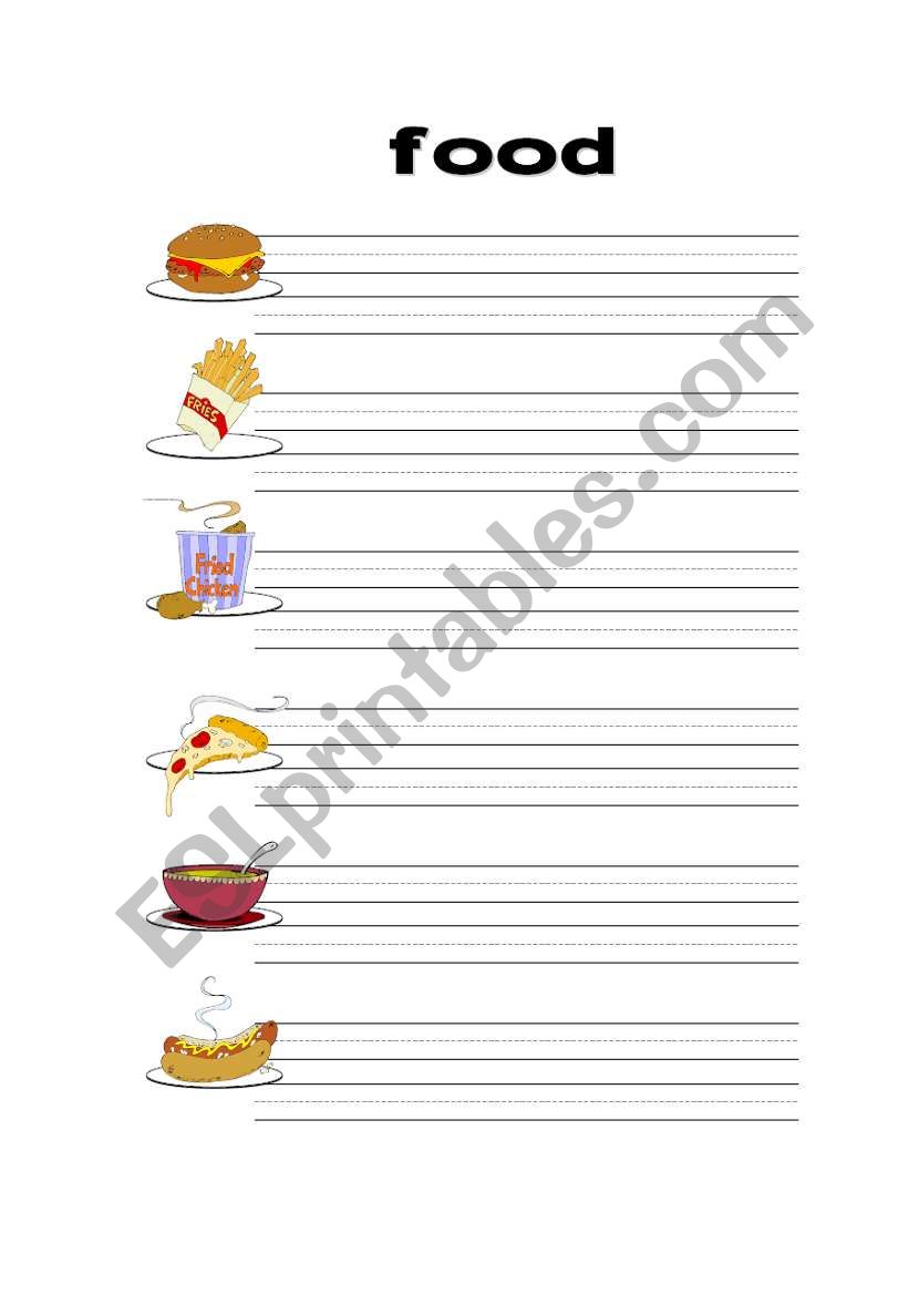 My favorite food worksheet