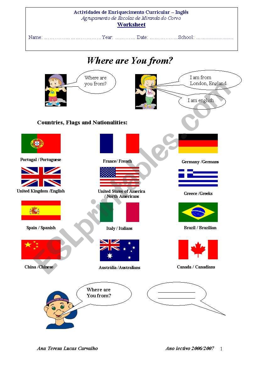 Countries and Nationalities worksheet