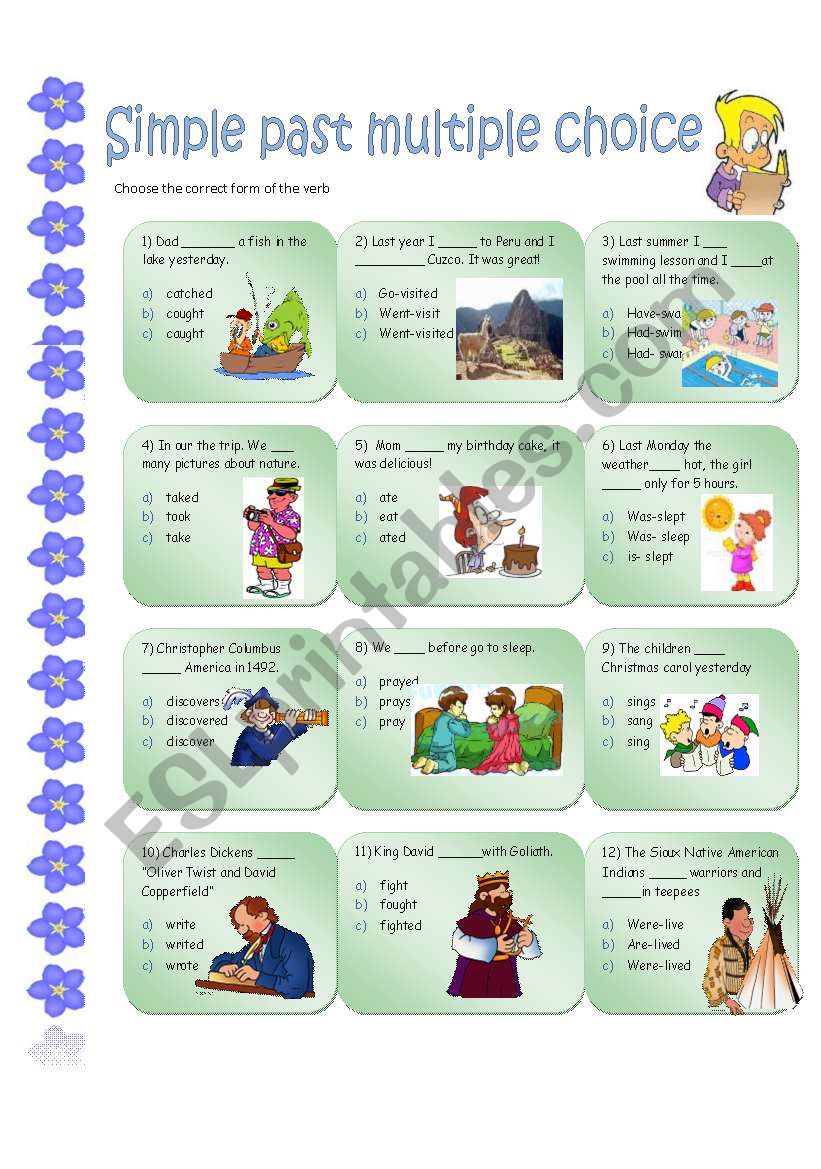 SIMPLE PAST MULTIPLE CHOICE worksheet