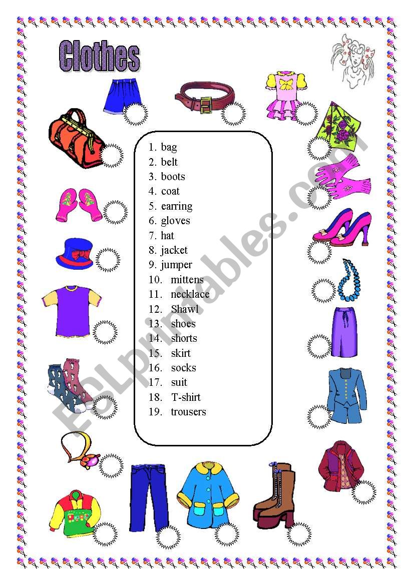 2 pages 3 exercises CLOTHES worksheet