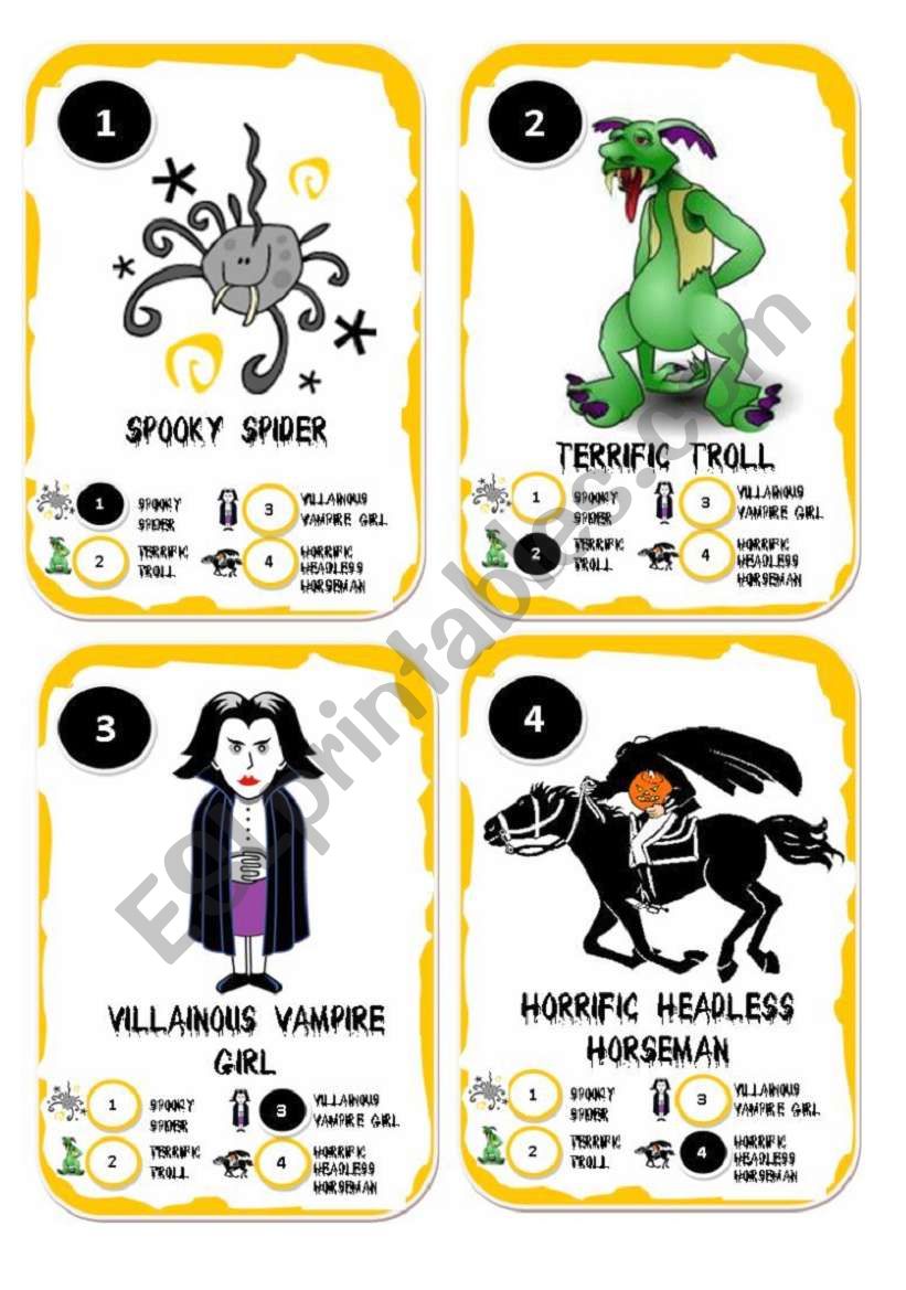 Halloween Go Fish Card Game worksheet