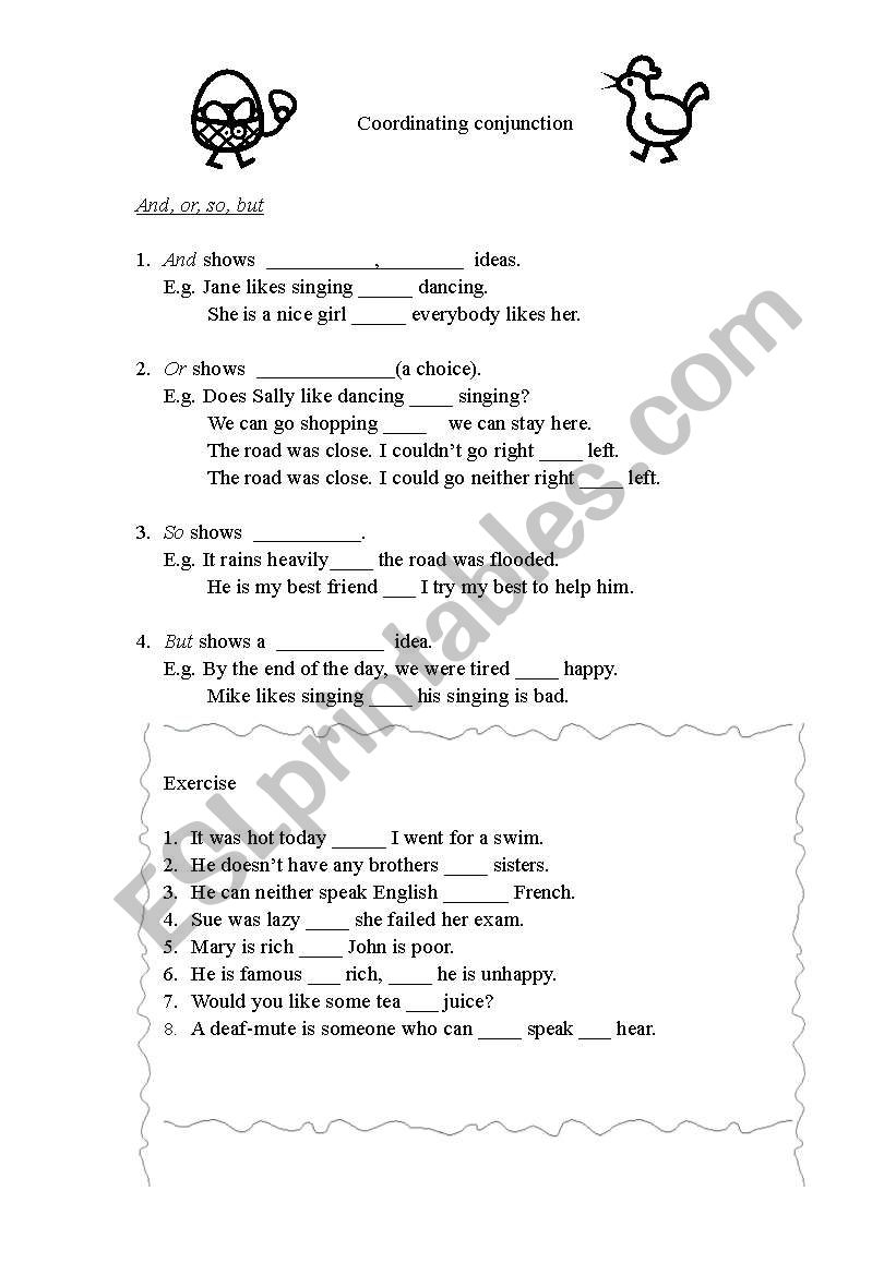 Conjunction worksheet