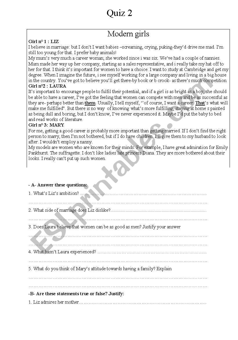 quiz worksheet