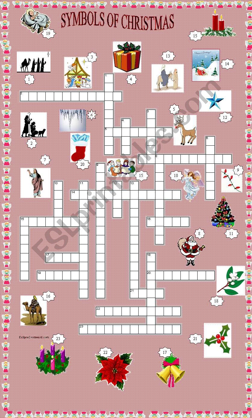 Xmas set 5 - Symbols of Christmas crossword + key