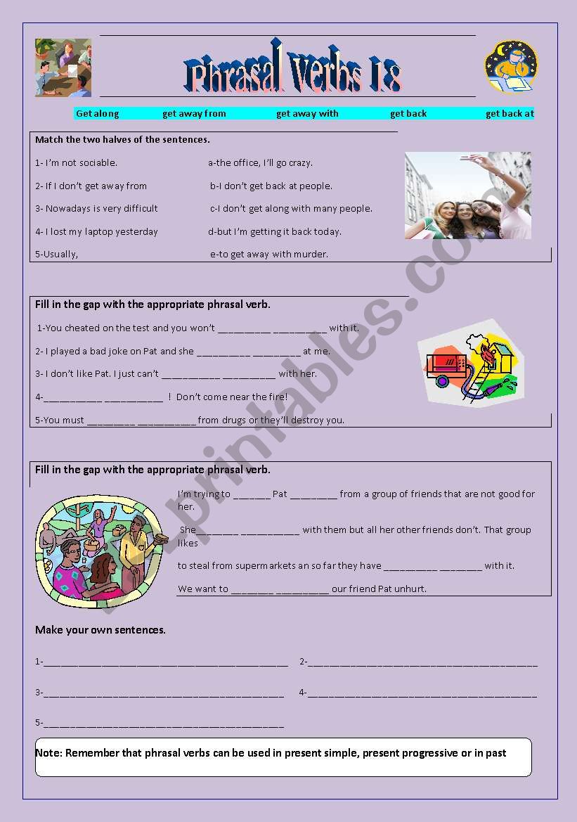 Phrasal verbs 18 worksheet