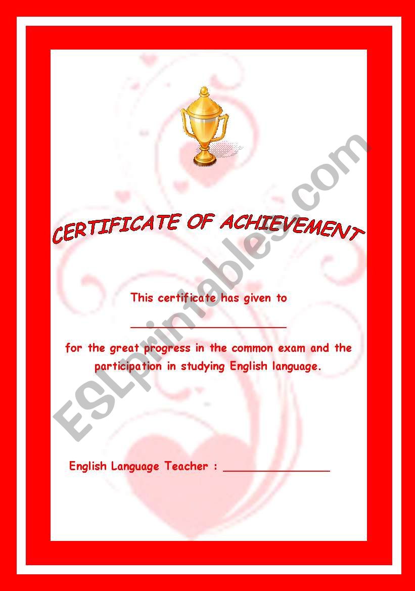 Certificate worksheet