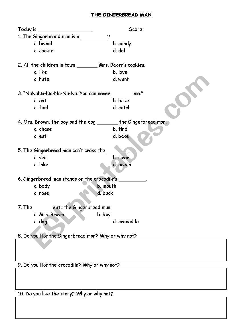 The Gingerbread Man worksheet