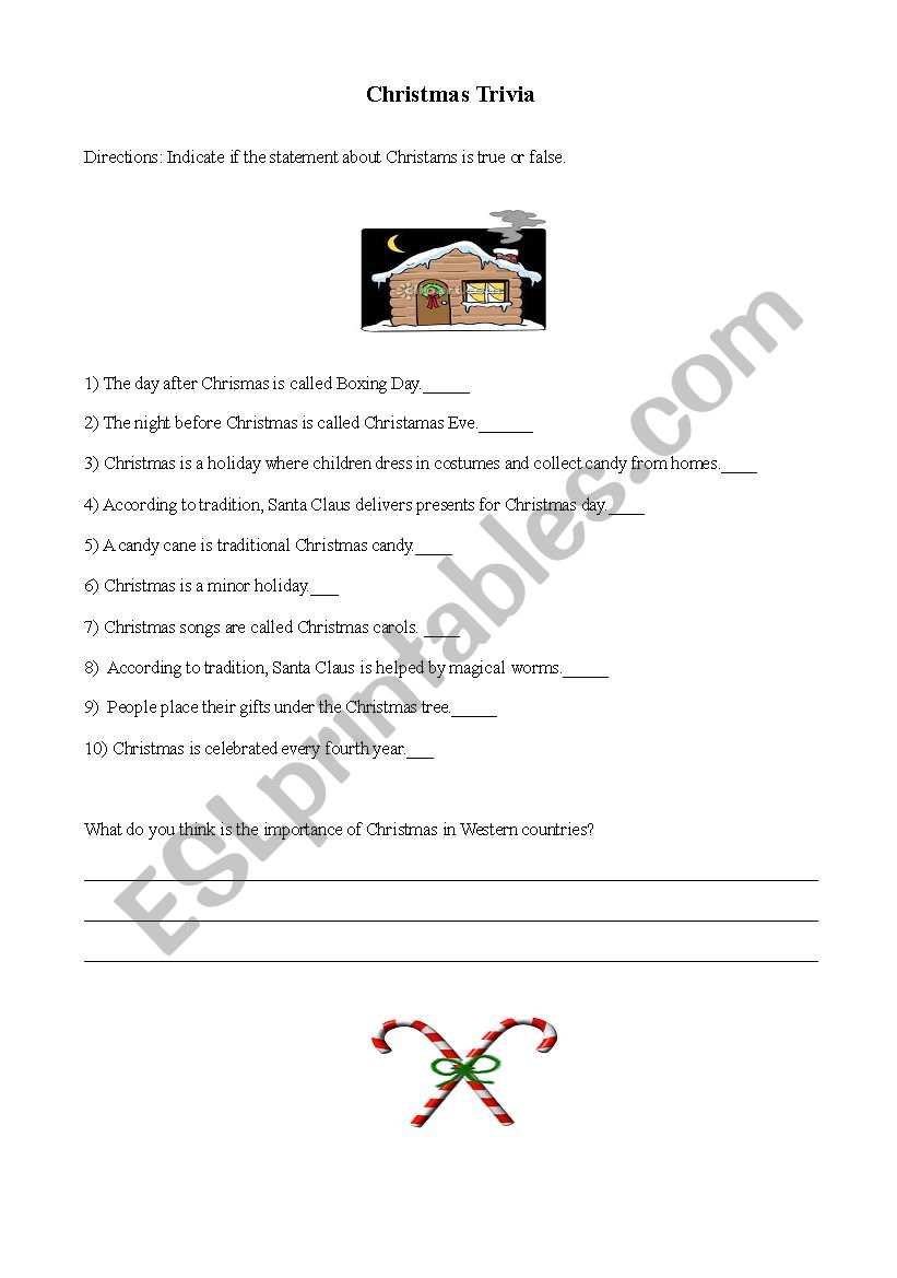 Xmas Trivia worksheet