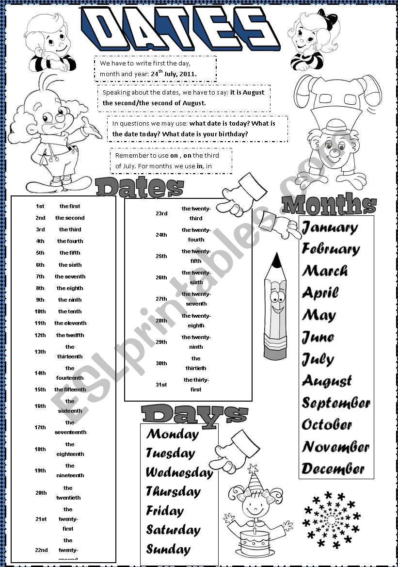 dates worksheet