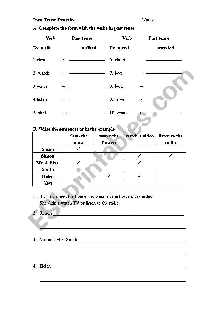 Past Tense Practice worksheet