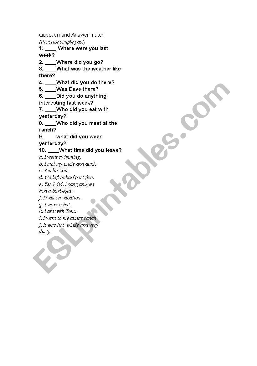 Grammar: Simple past tense exercise