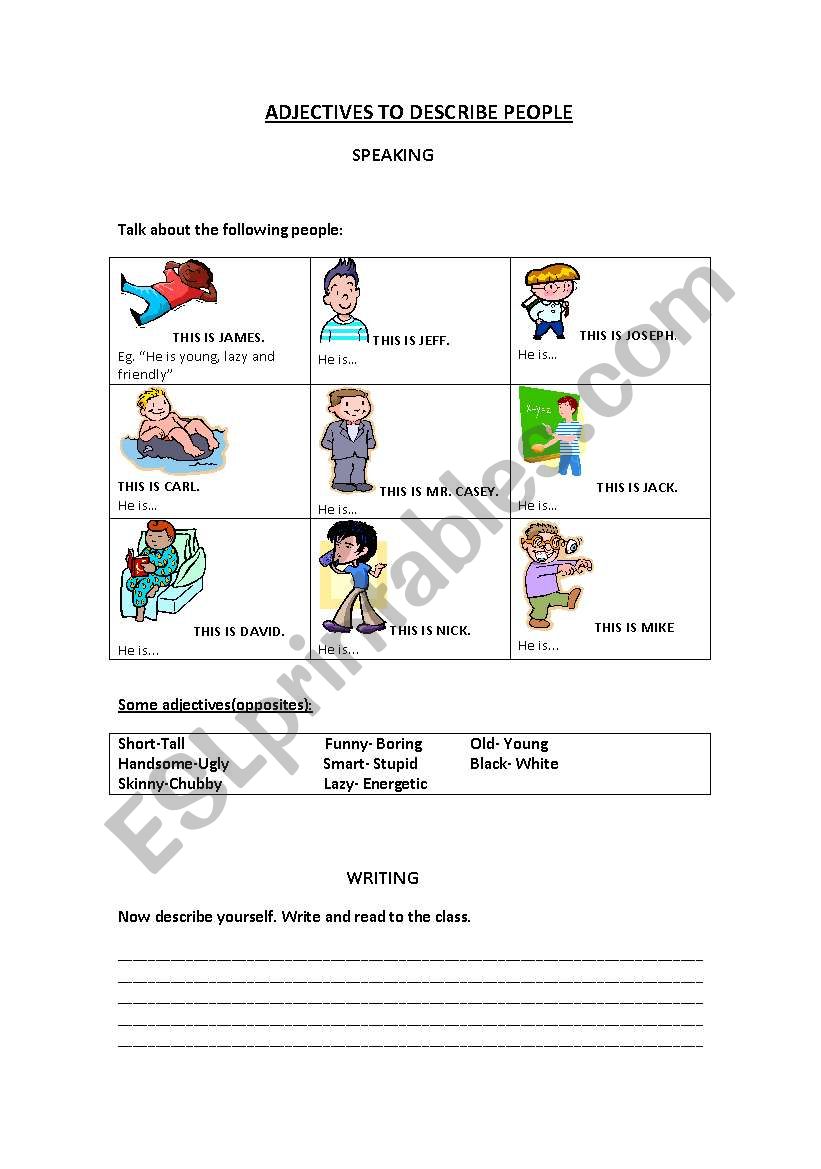 ADJECTIVES TO DESCRIBE PEOPLE worksheet