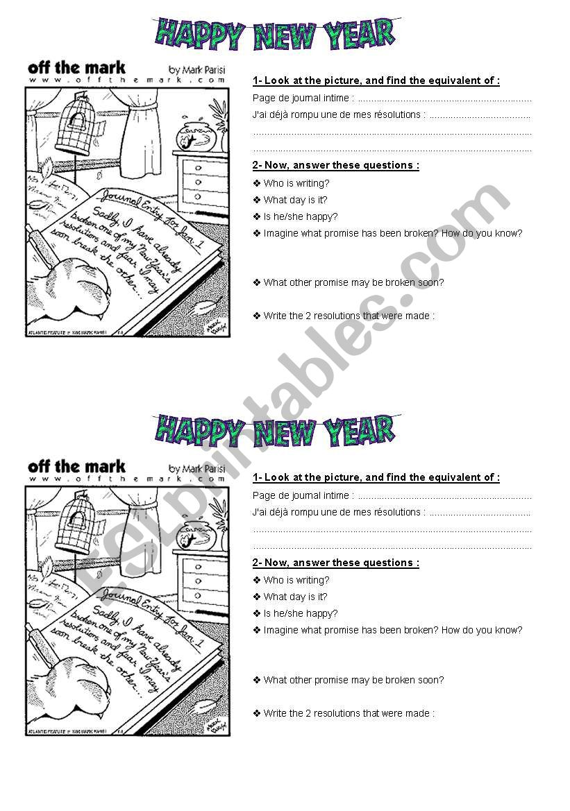 new years resolutions cartoon