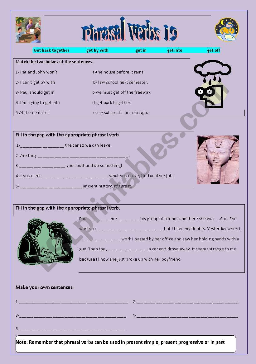 Phrasal verbs 19 worksheet