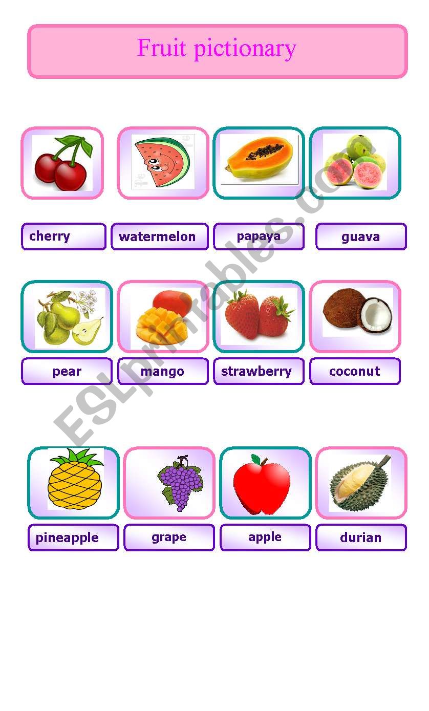 fruit pictionary worksheet