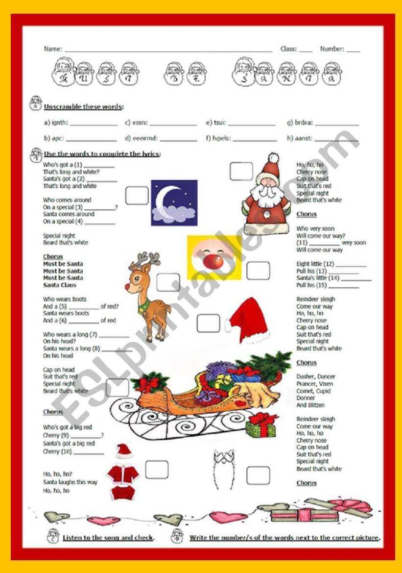 CHRISTMAS song: MUST BE SANTA by Bob Dylan - with answer key