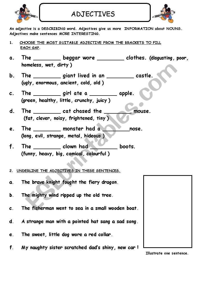 Adjectives Exercises Worksheets High School