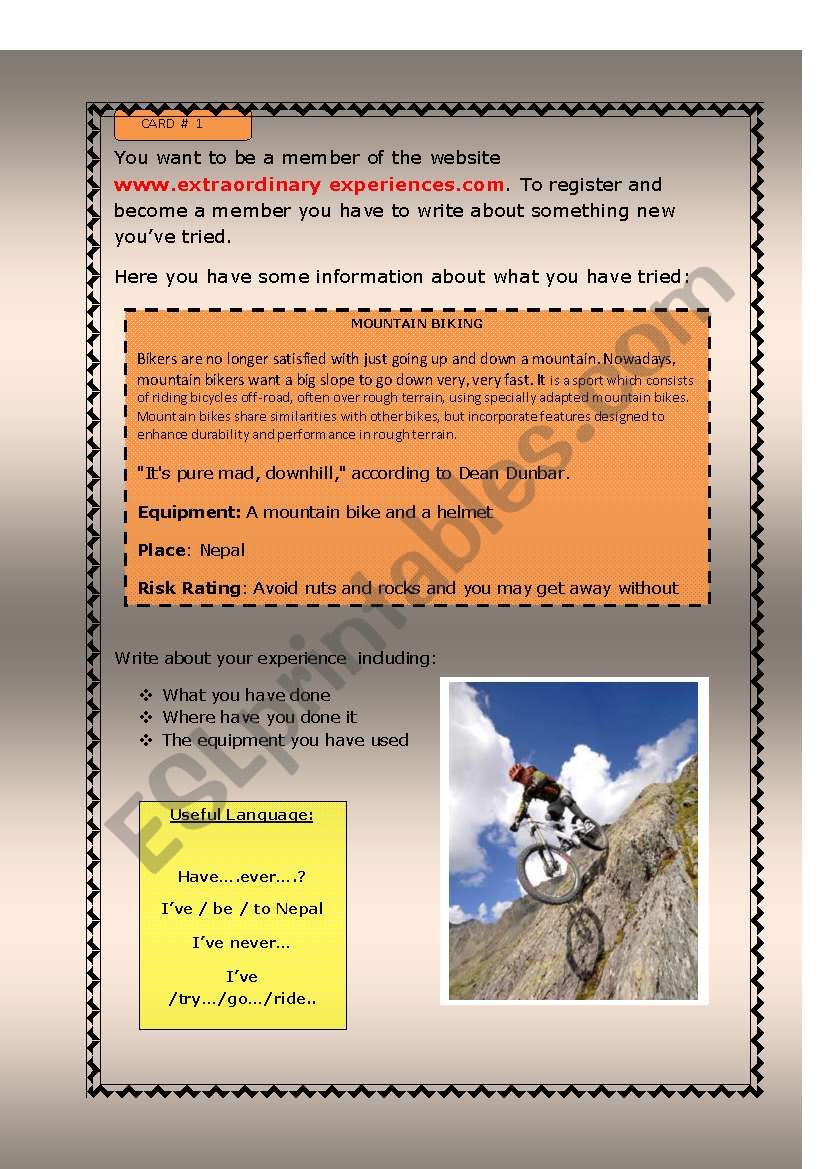 Extreme Sports (Editable) worksheet