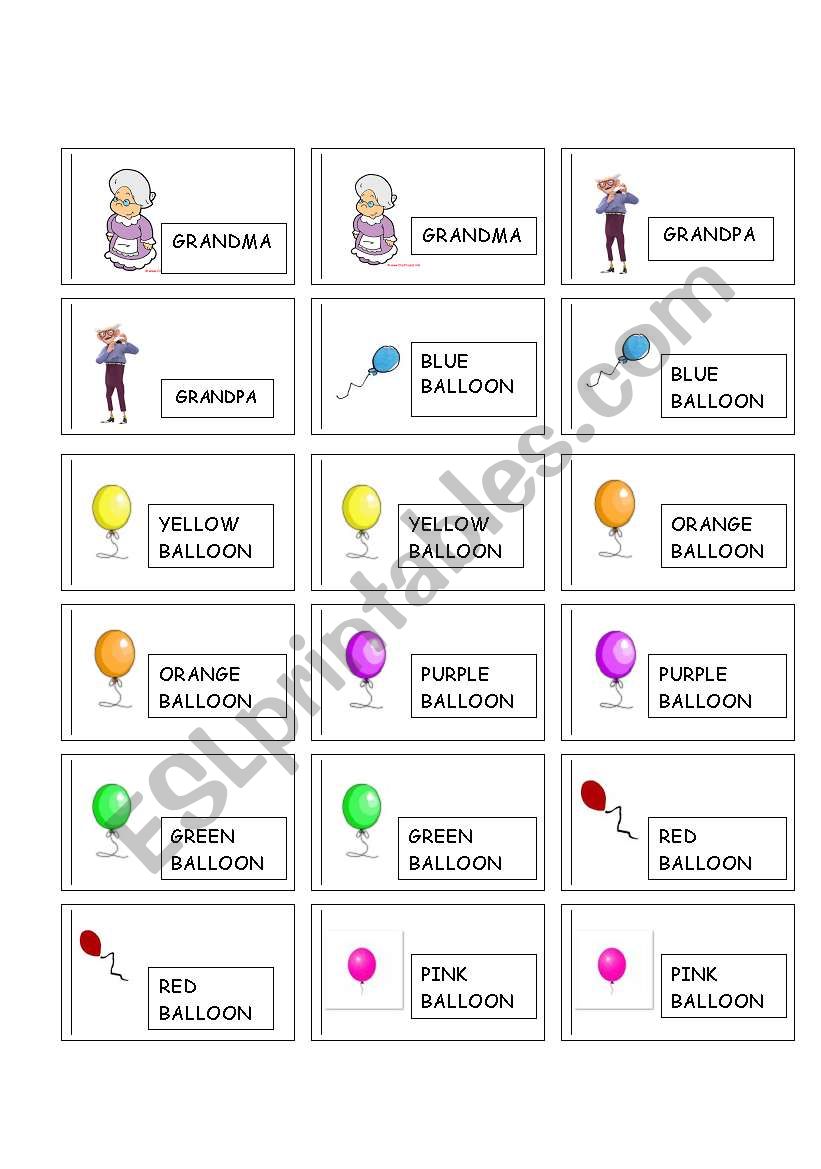 Memory Game worksheet