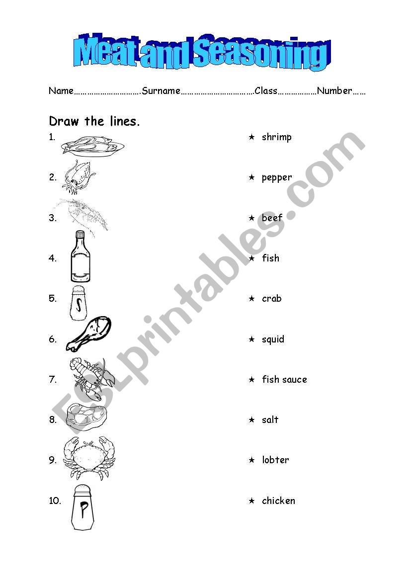 Meat worksheet