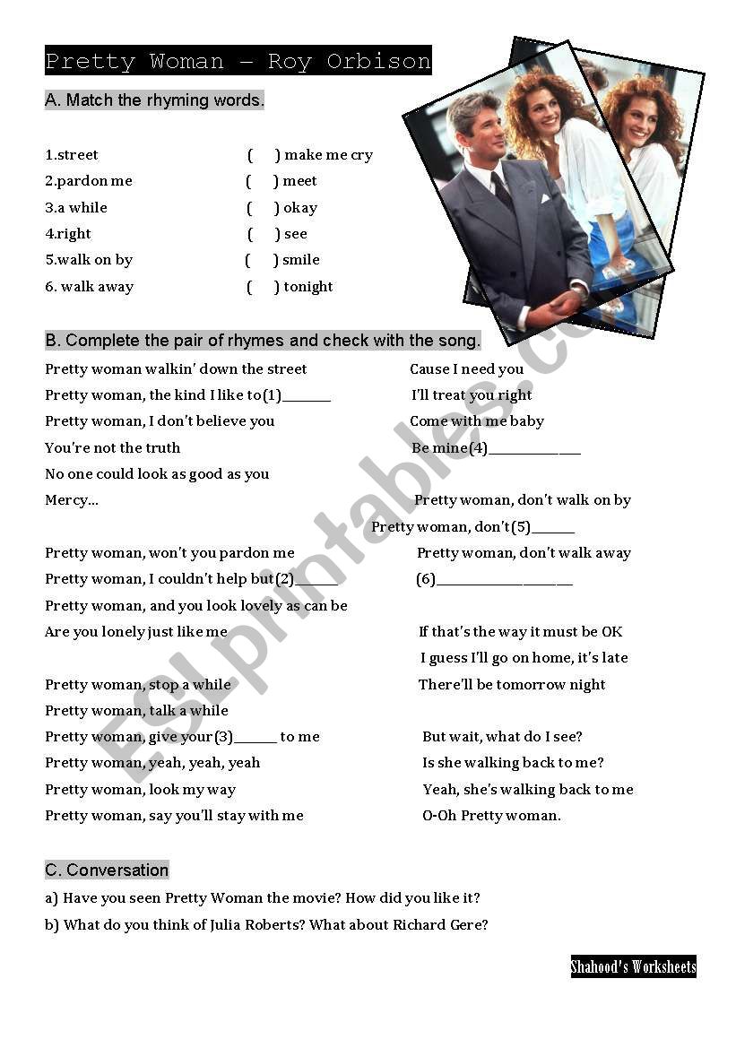 Pretty Woman- Roy Orbison worksheet