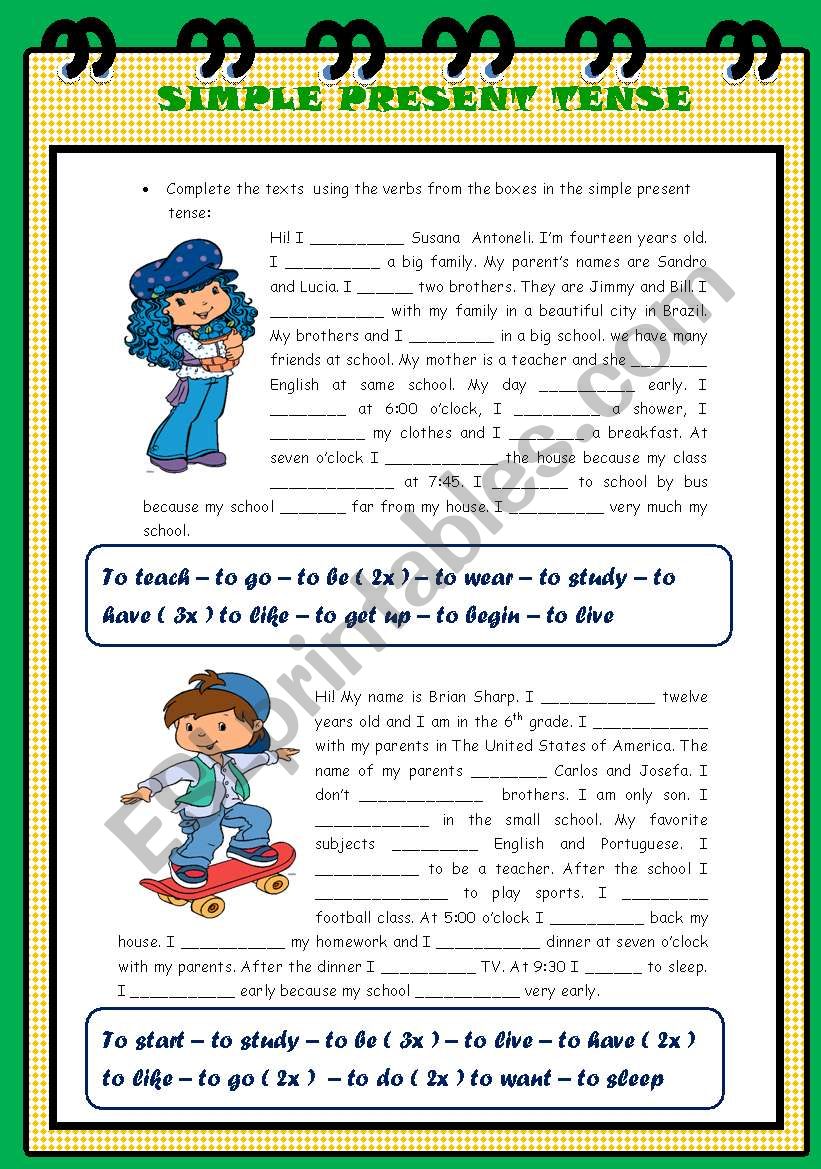 SIMPLE PRESENT TENSE worksheet