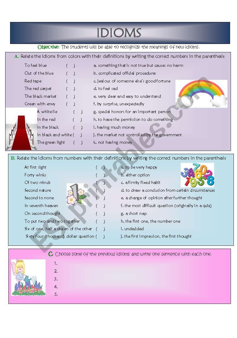 IDIOMS worksheet